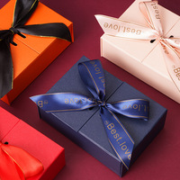 Boîte à bijoux Double porte pour la saint-valentin, coffret en carton, haut de gamme, ouvert, avec ruban, 50 unités