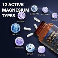 Complexe de magnésium 700 mg, complément de magnésium 12 en 1 pour adultes, soulagement du stress, soutien du sommeil, nerfs et muscles, métabolisme