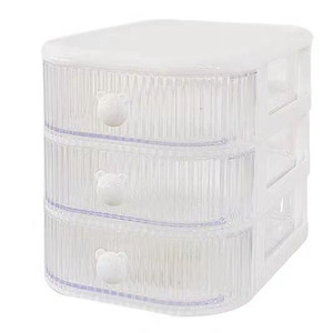 Planwith Desktop Storage <b>Box</b> Transparent Acrylic Organizer Stackable With Lid And Compartments For Office Desk Use - Product Image 3