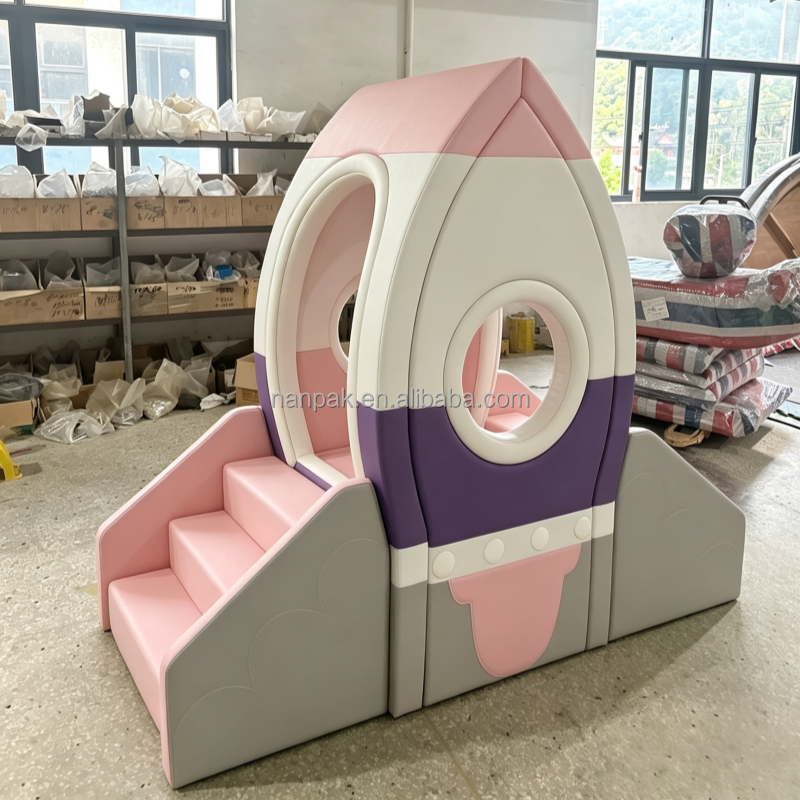 Soft Play Rocket Climber with clear Window Rocket Play Structure with ...