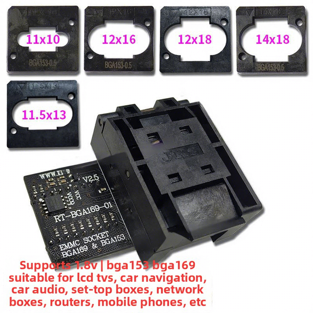 EMMC Burn-in Socket BGA153/BGA169 Electronic Component Testing Equipment for RT809H Adapter Tool Home Appliance Repair Forum