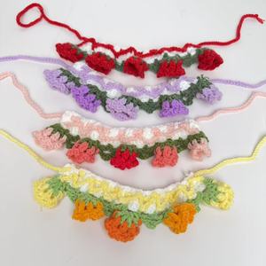 Handmade Knitted Lily Of The Valley Pet Collar For Small Medium Cats Dogs Four Seasons Flower Pattern Bib <b>Scarf</b> Accessory - Product Image 1