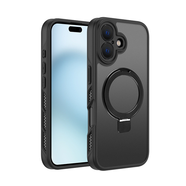 High Quality Heat Dissipation Frosted Skinfeel Magnetic Shockproof Kickstand Case for iPhone 16 Pro Max 15 14 13 12
