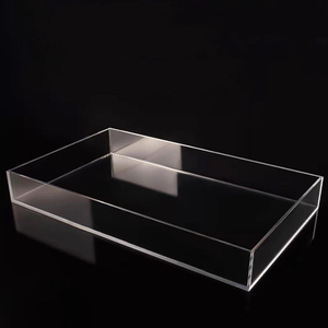 Tùy Chỉnh Máy Tính Để Bàn Lưu Trữ Hộp Hiển Thị Khay Màu Đen Và Trắng Cắt Trong Suốt <span class=keywords><strong>Acrylic</strong></span> Khay Cho Trái Cây Đồ Ăn Nhẹ Sản Phẩm Nhựa - Product Image 1