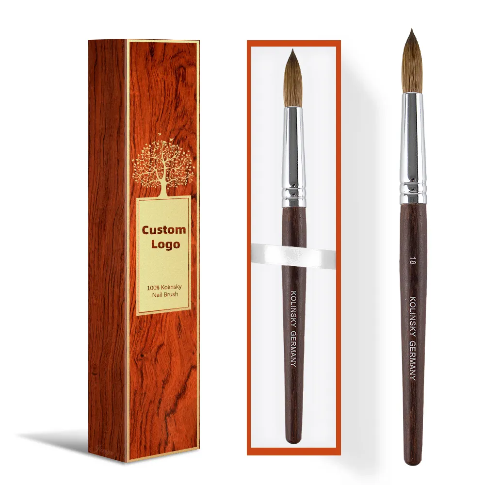 JIENIYA 2022 Hot Sell Nail Printing Pen 100% Kolinsky Germany Acrylic Nail art brush with Wood Handle