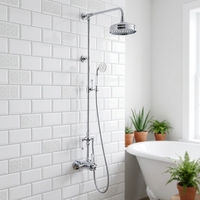 En stock – Ensemble de douche thermostatique mural traditionnel en laiton et robinet de panneau chaud/froid pour baignoire, idéal pour hôtels et usage domestique