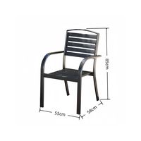 Chaise de salle à manger en plastique empilable d'extérieur avec accoudoirs et dossier, chaise de restaurant d'hôtel en PP