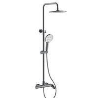 Kit mitigeur de robinet de douche mural 3 voies en laiton de luxe avec barre coulissante ensemble de douche de pluie de salle de bain