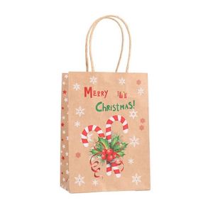 Sac en papier kraft de luxe écologique haut de gamme avec poignée, idéal pour les cadeaux de Noël, les promotions et les bonbons, impression intégrale – Offre Spéciale - Product Image 1