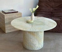 Table basse moderne de luxe en onyx vert rose Table personnalisée en marbre onyx pour la maison Salon Table basse en pierre naturelle
