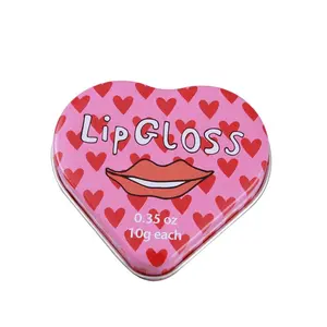 10G 0.35Oz Hati Kecil Bentuk Lip Gloss Lip Balm Tin Kotak Wadah Logam