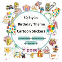 Autocollants Joyeux Anniversaire pour Gâteau, Cadeau, Bénédiction, Décorations Adhésives, Thème Fête d'Anniversaire, PVC Imperméable Découpé, DIY, Doodle Personnalisé