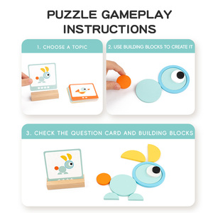 Los Mejores Juguetes Educativos STEM para Niños, Bloques de Madera con Patrones, Rompecabezas de Formas Geométricas de Animales con Tarjetas Guía - Product Image 5