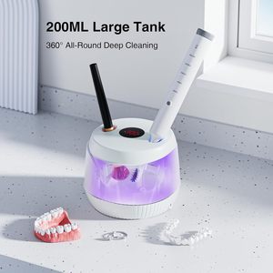 45KHz Tần số cao làm sạch thiết bị 200ml nhỏ cầm tay UV hàm răng giả và niềng răng đồ trang sức siêu âm sạch hơn - Product Image 4