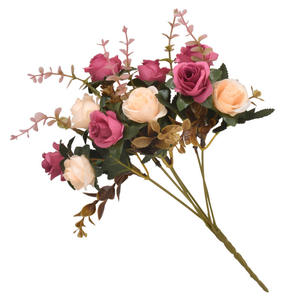 Ramo de 12 rosas de estilo europeo en colores otoñales, flores artificiales de seda. - Product Image 2