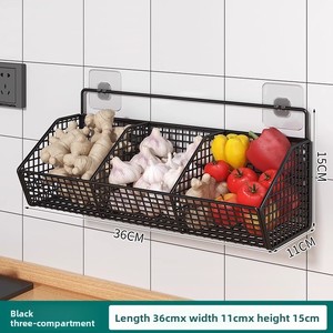 Scaffale da cucina <span class=keywords><strong>in</strong></span> <span class=keywords><strong>ferro</strong></span> <span class=keywords><strong>battuto</strong></span> per cipollotti e aglio, organizer per spezie da appendere senza foratura, cestello per asciugatura a parete - Product Image 2