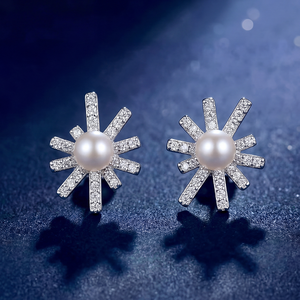 Pendientes de perlas de agua dulce: engaste de cinta de cobre plateado con circonita cúbica – Joyería elegante para mujer, a la moda - Product Image 5