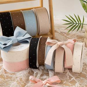 Ruban en similicuir 2,5 cm avec strass, estampage à chaud, écologique, simple face, haut de gamme, 100 % polyester, fait main, pour nœuds et accessoires capillaires DIY - Product Image 1