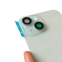 Kit de montage complet de boîtier pour iPhone 15 en alliage d'aluminium, avec petites pièces, en verre de qualité AA à 100 %, fabriqué en une seule pièce