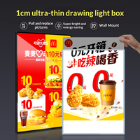 Boîte à lumière ultra-fine personnalisée avec panneau en verre trempé, éclairage LED mural multifonctionnel pour les magasins de thé au lait