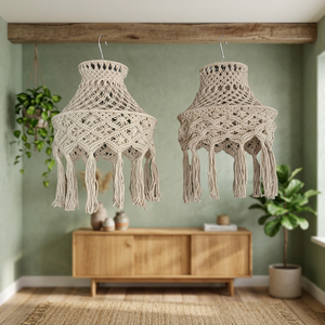 Cubierta de Lámpara de Pared de Macramé Hecha a Mano con Borlas, Decoración Boho para Puerta, Estilo Hogar, Tela, Aniversario - Product Image 2