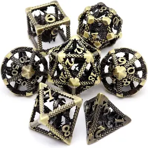 3D打印金属金属Dnd和RPG骰子，用于桌上游戏空心骰子套装