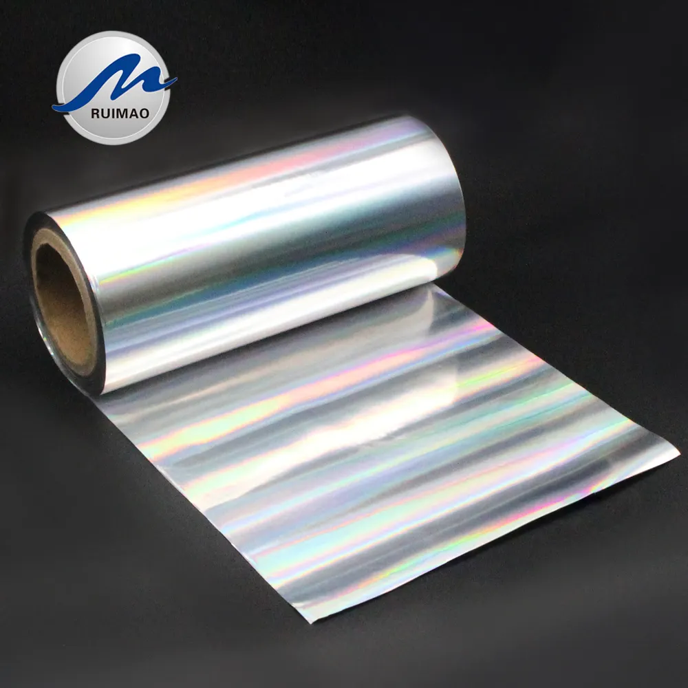 Printable Metalized Hologram Lamination Holographic Adhesive Rainbow Film Roll For Stand Up Pouch