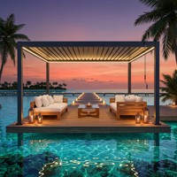 Pergola Modulaire d'Extérieur en Aluminium à Double Couche avec Lames Orientables, Plusieurs Finitions de Couleur, Structure d'Ombrage pour Fêtes