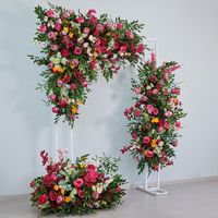 Nueva Flor Artificial de Seda Teñida a Mano para Decoración Floral de Bodas Modernas, Color Rosa Intenso, Planta Verde