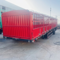 Semi-remorque JINFENG 3/4 essieux en acier robuste avec cage de transport pour animaux et bétail à parois hautes, capacité de charge lourde