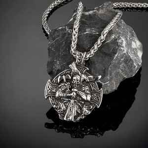 Collar de Hombre con Colgante de Cuervo Vikingo Nórdico, Diseño de Cruz de Acero Inoxidable, 60 cm, Joyería de Regalo - Product Image 4