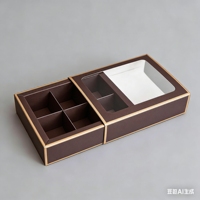 Boîte à tiroir personnalisée avec logo pour bonbons et chocolats, avec fenêtre, en papier, pour macarons et pâtisseries, idéale pour les boutiques de desserts