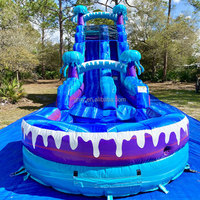 Maison gonflable commerciale pour adultes, toboggan aquatique, piscine, maison de rebond avec piscine