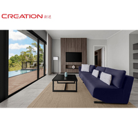 Ensemble de mobilier d'hôtel de luxe avec vue sur la mer, mobilier d'hôtel personnalisé avec lit king-size et balcon pour projet