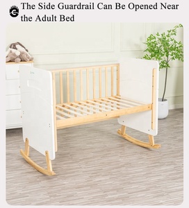 Cunas de Madera para Bebé de Estilo Nuevo, Ajustables en Altura, Convertibles en Cama Mecedora, Cama para Niños Pequeños y Cama de Noche - Product Image 3