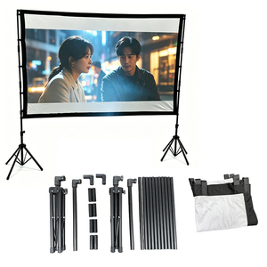 Pantalla de Proyección Portátil de 100 Pulgadas con Soporte, 16:9 HD 4K, Sin Arrugas, para Interiores y Exteriores, Cine en Casa, Jardín - Product Image 1