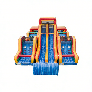 Parcours d'obstacles gonflable avec toboggan intégré et mur d'escalade multi-voies pour enfants et adultes, PVC écologique, capacité 500 kg - Product Image 6