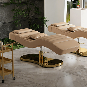 Lit de beauté électrique pliable et réglable en acier inoxydable de luxe pour salon extérieur, spa, massage, ergonomique en forme de S pour cils - Product Image 2