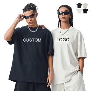 เสื้อยืดผู้ชายเนื้อหนัก 305GSM ผ้าฝ้าย 100% รับออกแบบโลโก้ เสื้อยืดเปล่าคุณภาพสูง ทรงโอเวอร์ไซส์ ไหล่ตก สำหรับผู้ชาย - Product Image 1