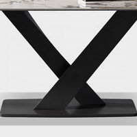 Pierre frittée 160cm Rectangle solide moderne pieds en métal Table à manger en céramique meubles de salle à manger dessus en marbre Table à manger
