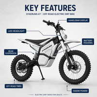 SYKERUNS X7 Hard Enduro Motorcycle off Road Electric Dirt Bike 5500W 220Nm High Torque Technical Terrain Trail Performance