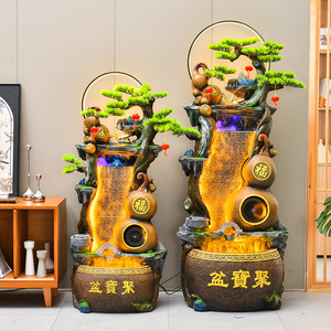 Fontaine Feng Shui en forme de gourde Quanmantang, forme irrégulière, peinte à la main, sculptée, décoration de sol pour salon, entrée, bureau, etc. - Product Image 2
