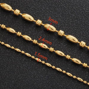 Collar de Clavícula para Mujer, Cadena de Bambú con Cuentas Ovaladas de Acero Inoxidable, Color Dorado, Joyería DIY, Disponible en Varios Tamaños - Product Image 2