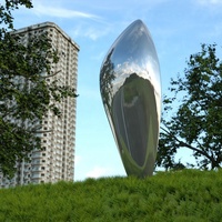 Statue de ville moderne en métal irrégulier pour décoration de jardin Grand cube géométrique en acier inoxydable Sculpture d'art polonais en 3D