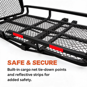 Porte-bagages arrière universel en acier de 500 lb avec rampe de chargement et panier à bagages pliable pour SUV et camion, compatible avec récepteur de 2 pouces - Product Image 2