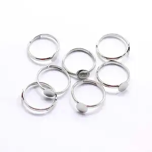 1000 PCS Blank Rings Mixed Plated Verstellbare flache 6mm Ring basis Blank Jewelry Findings Ring durchmesser 17MM