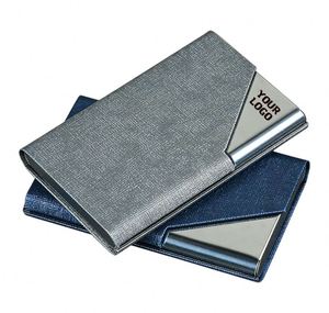 Porta Tarjetas de Visita Magnético Profesional de Metal con Bolsillo de Cuero PU para Uso Empresarial - Product Image 1