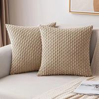Vente Flash Housse de Coussin Douce en Velours Polyester et Velours Côtelé, Unie Colorée, Décoration de Maison pour Canapé