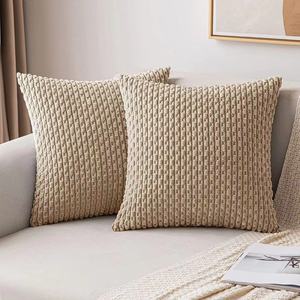 Diskon besar sarung bantal beludru poliester LEMBUT sarung bantal sofa dekoratif rumah warna-warni polos beludru korduroi - Product Image 3