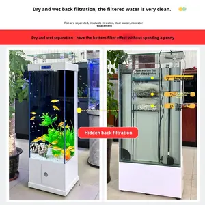 Aquarium vertical en verre ultra-clair pour salon, utilisation domestique, montage au sol/au mur, pas besoin de vidange d'eau, aquarium pour poissons rouges - Product Image 5